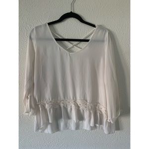 Cropped White Too with Lace Detail